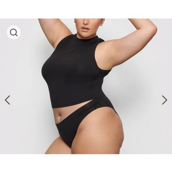 Skims Cotton Jersey Mock Neck Tank Black Size 3X - Picture 5 of 7